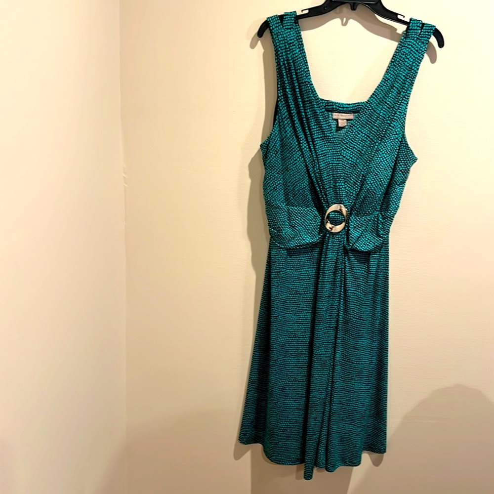 KIM ROGERS Sleeveless Vneck Dress (Aqua/Black) (Size 22W) EUC